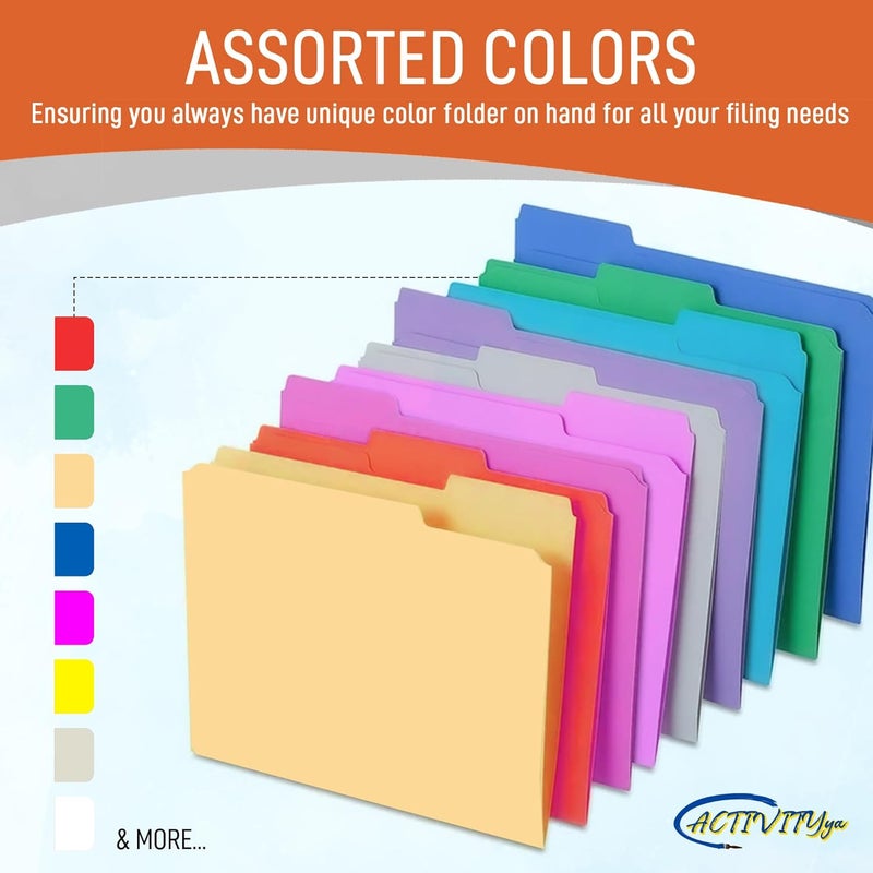 ACTIVITYYA Orange File Folders, 1/3-Cut Tabs, Letter Size, 12-Pack – Durable Office Filing Folders for Documents, Papers, and Organization - Image 3